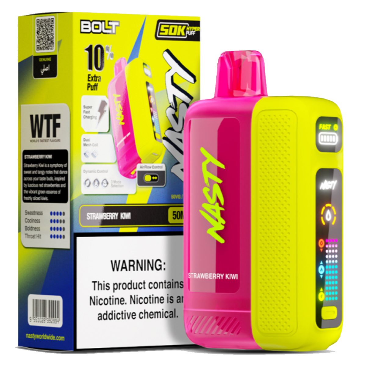NASTY BOLT 50 000 PUFF 5% - STRAWBERRY KIWI
