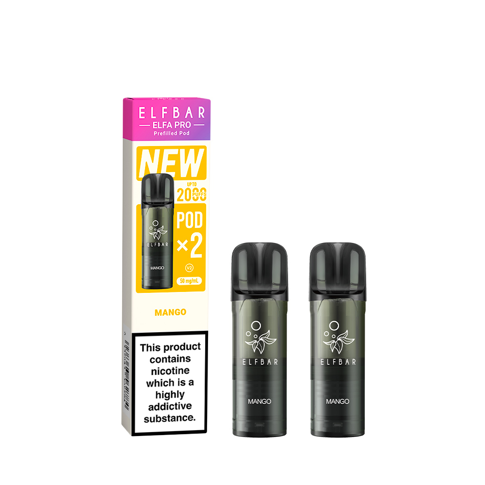 ELFBAR ELFA MASTER REPLACEMENT POD (PRO V2 2x 2ml PUFF PREFILLED PODS 5%) - MANGO